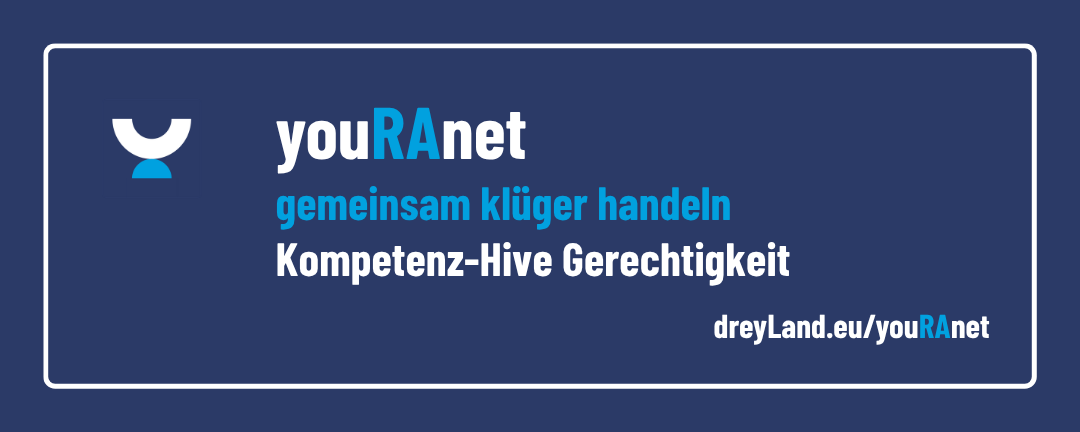 Banner: youRAnet - Kompetenz-Hive Gerechtigkeit - gemeinsam klüger handeln