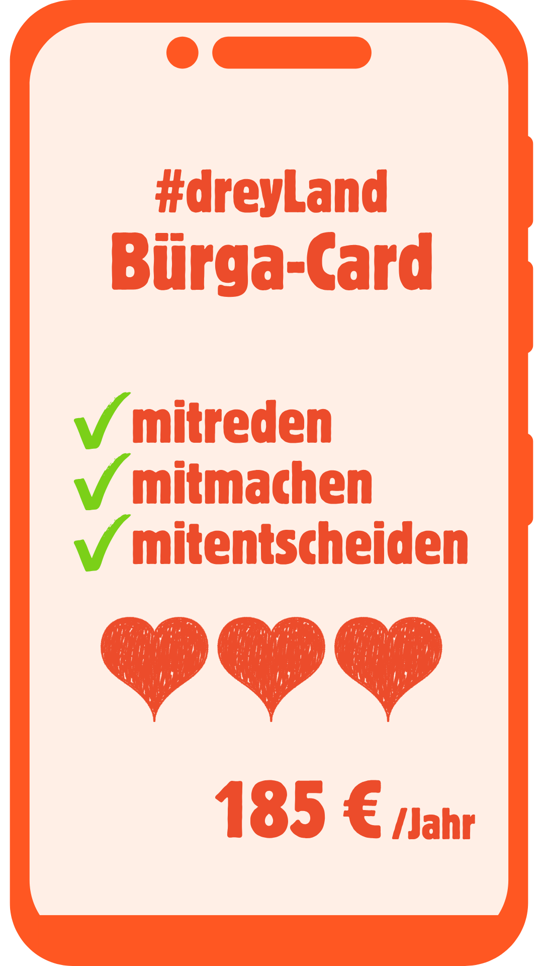 #dreyLand Bürga-Card beantragen | mitreden, mitmachen und mitbestimmen | 185 Euro im Jahr