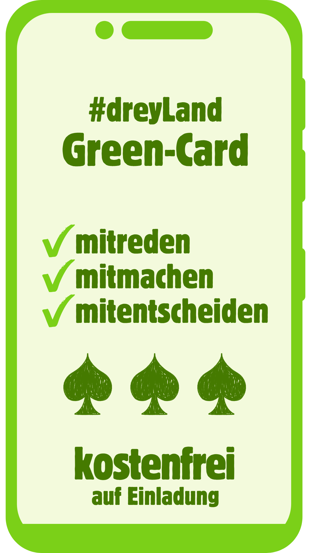 #dreyLand Green-Card | mitreden, mitmachen und mitbestimmen | kostenfrei, aber nur auf Einladung