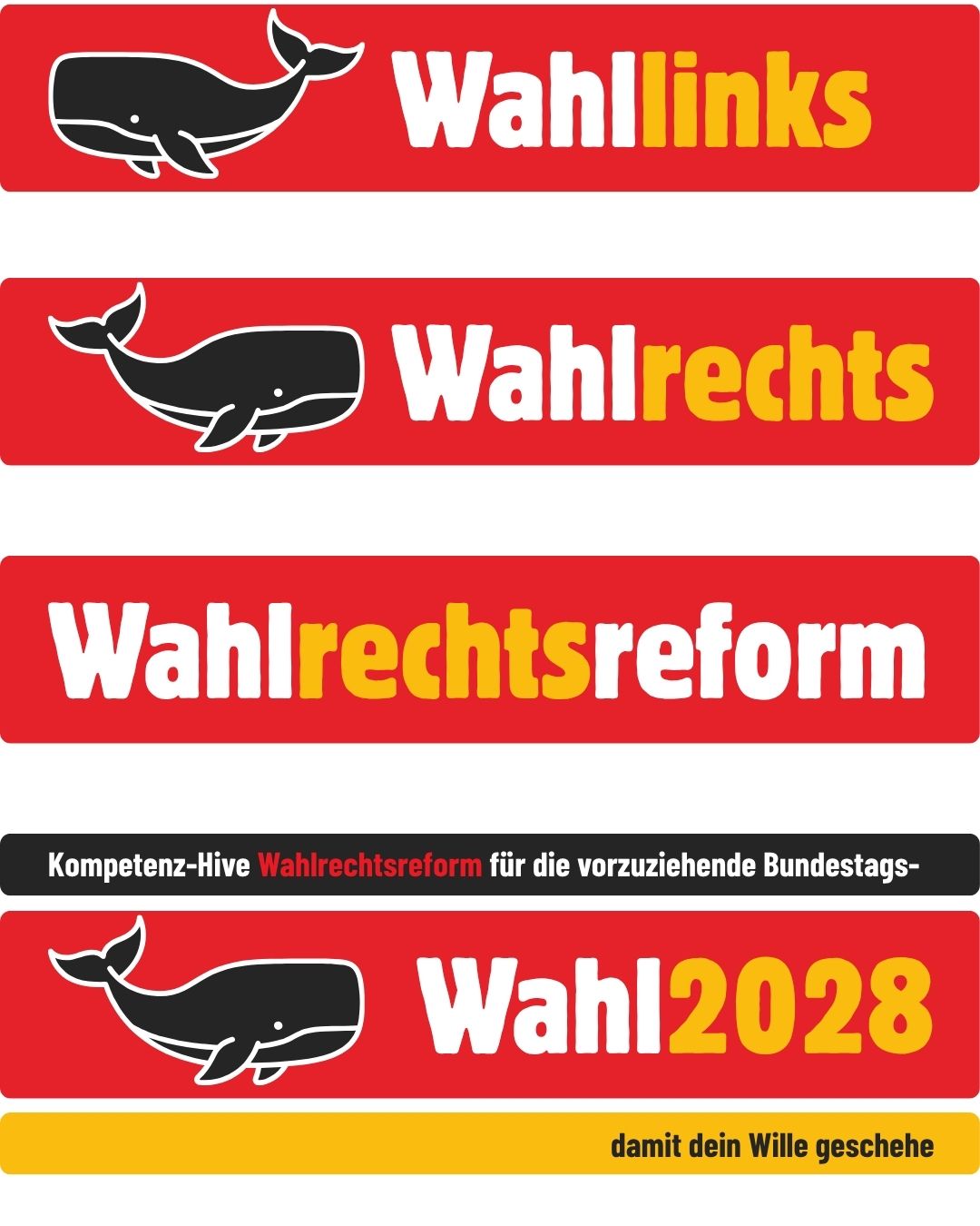 Werbebanner: (ein) Wahl (schwimmt nach) links - (ein) Wahl (schwimmt nach) rechts - Wahlrechtsreform